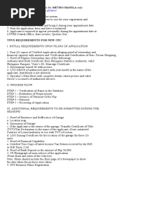 LTFRB Franchise Requirements