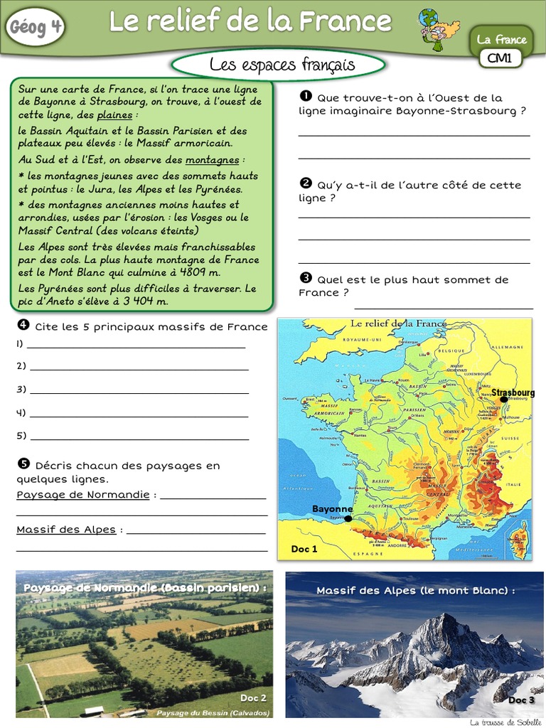 Montagnes Jeunes Et Anciennes Cm1 G4 Le Relief de La France S | PDF | Montagnes | France