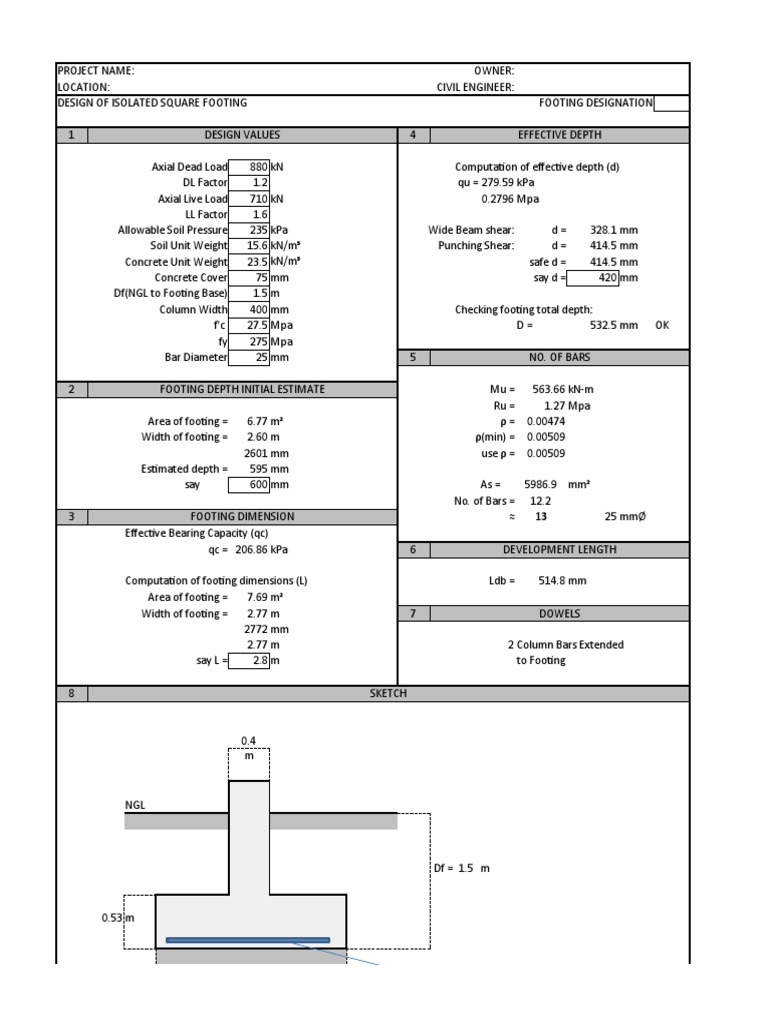 Design of Square Footing | PDF | Economic Sectors | Structural Engineering