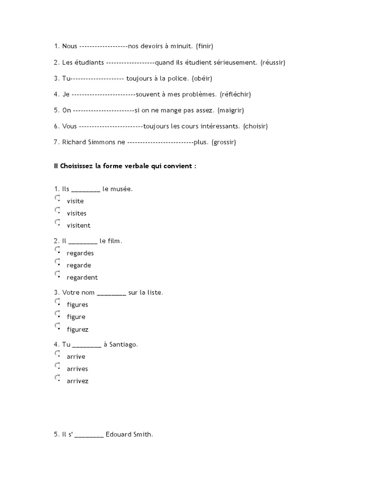 Le Present de Lindicatif Exercice | PDF