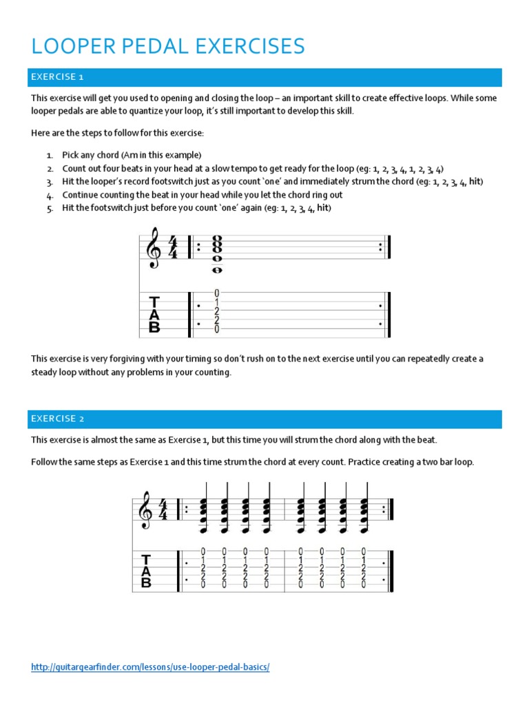 Looper Pedal Exercises Exercise 1 PDF Music Performance Musical