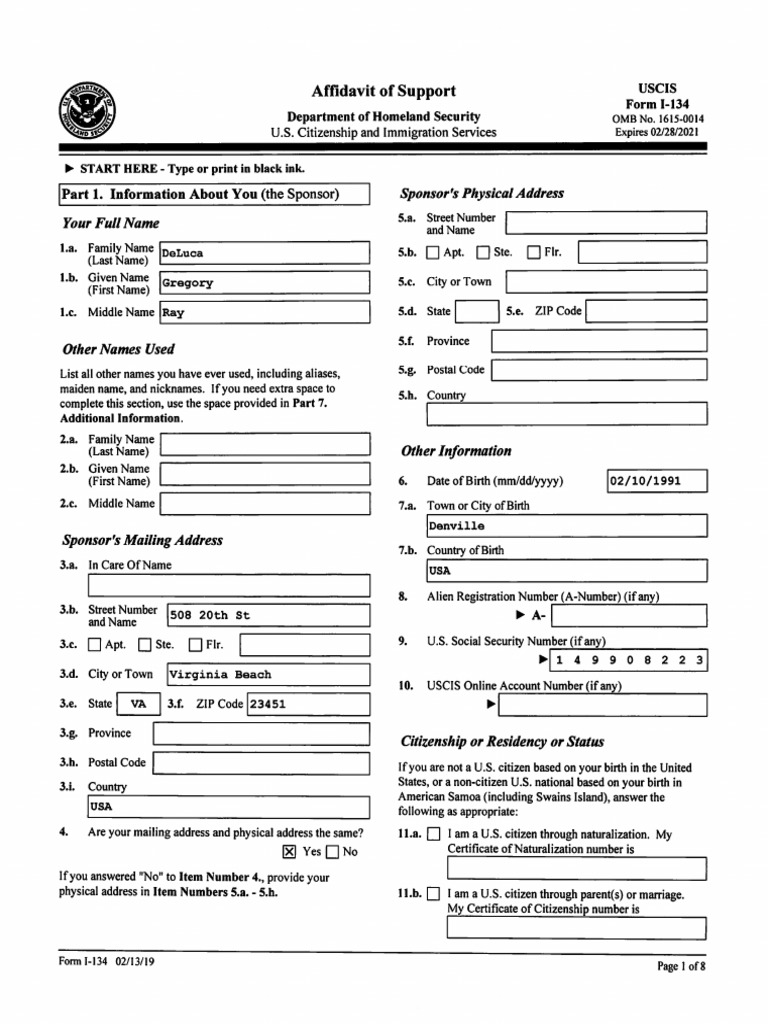 Affidavit Of Support Pdf