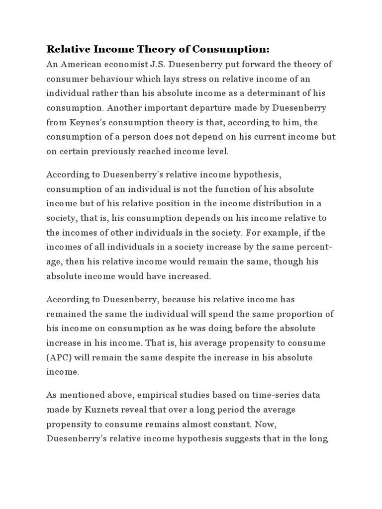 Relative Hypothesis PDF Macroeconomics