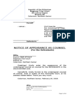 Written Entry of Appearance by Counsel For The Defendants (Civil Case)