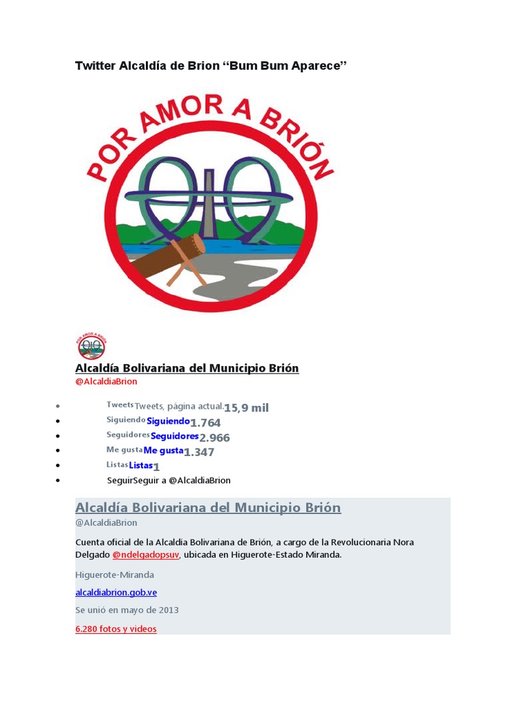 Informacion Actividades Twitter Alcaldia De Brion Pasantia Mision Sucre Venezuela Gobierno