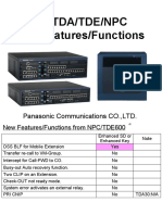 Kx-Tda/Tde/Npc New Features/Functions: Panasonic Communications CO.,LTD
