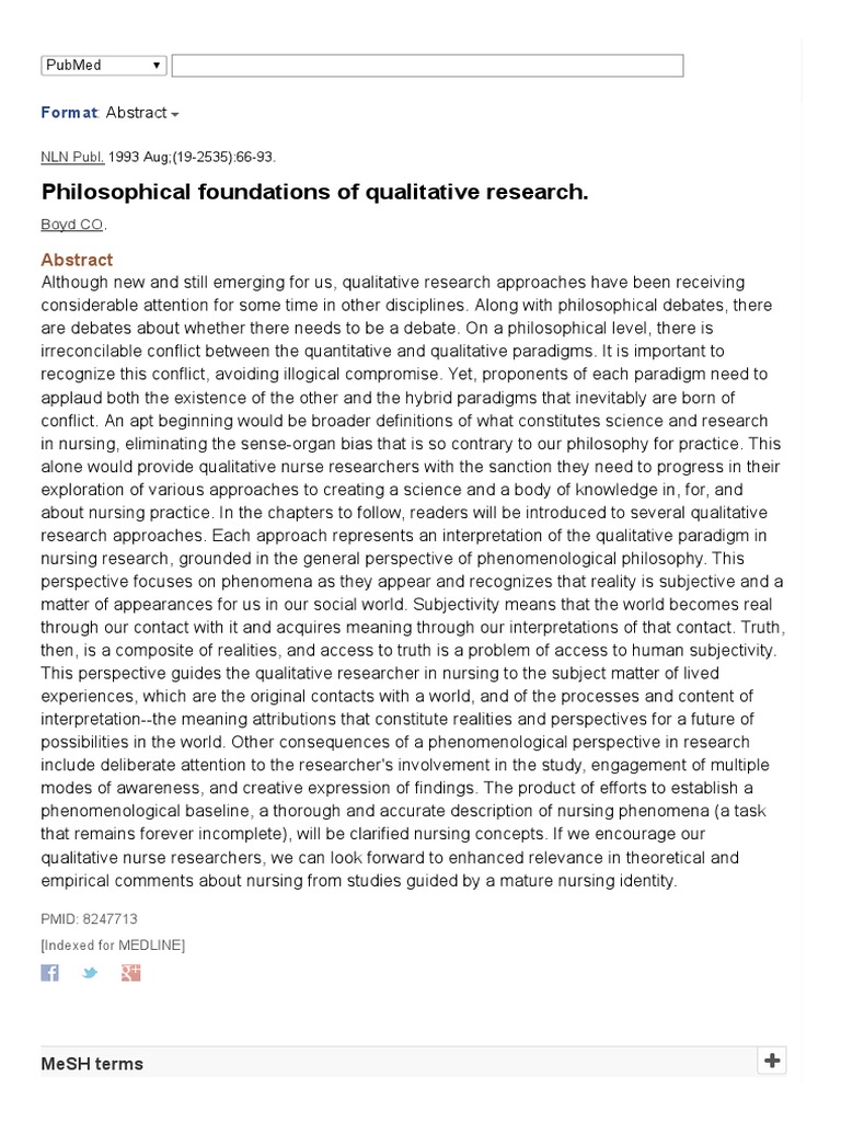 Philosophical Foundations of Qualitative Research | PDF | Pub Med ...