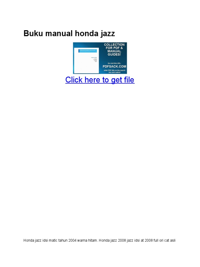 HONDA JAZZ 2016 SERVICE MANUAL PDF intelligence overview