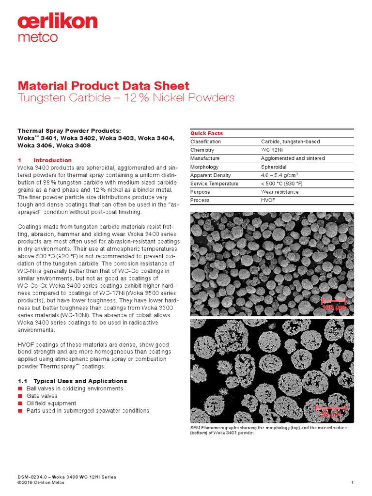 Woka3402 - Oerlikon Metco | Download Free PDF | Tungsten | Building ...
