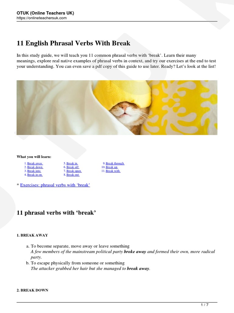 11 Phrasal Verbs With Break Pdf