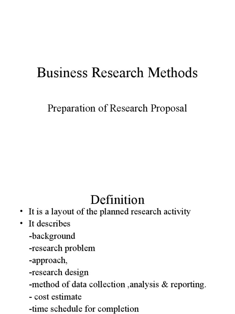 Business Research Methods: Preparation of Research Proposal | PDF ...
