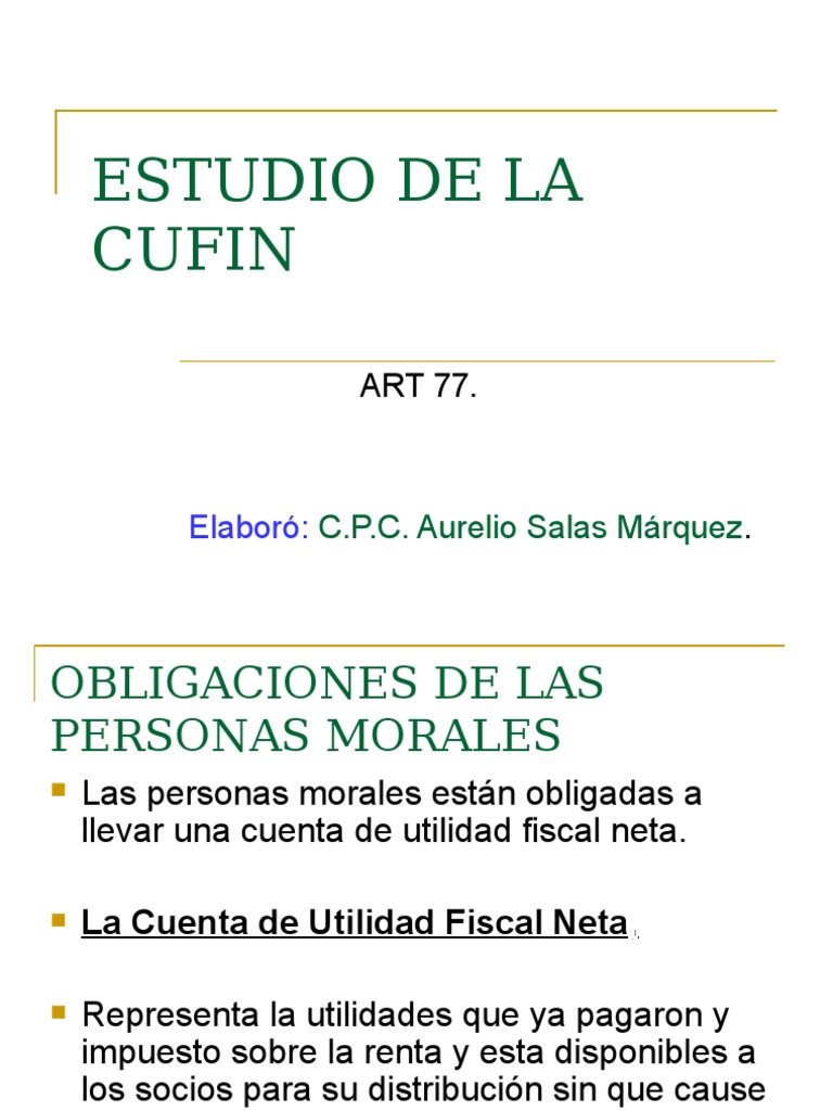 Cálculo y Actualización de CUFIN | PDF | Dividendo | Impuesto sobre la ...