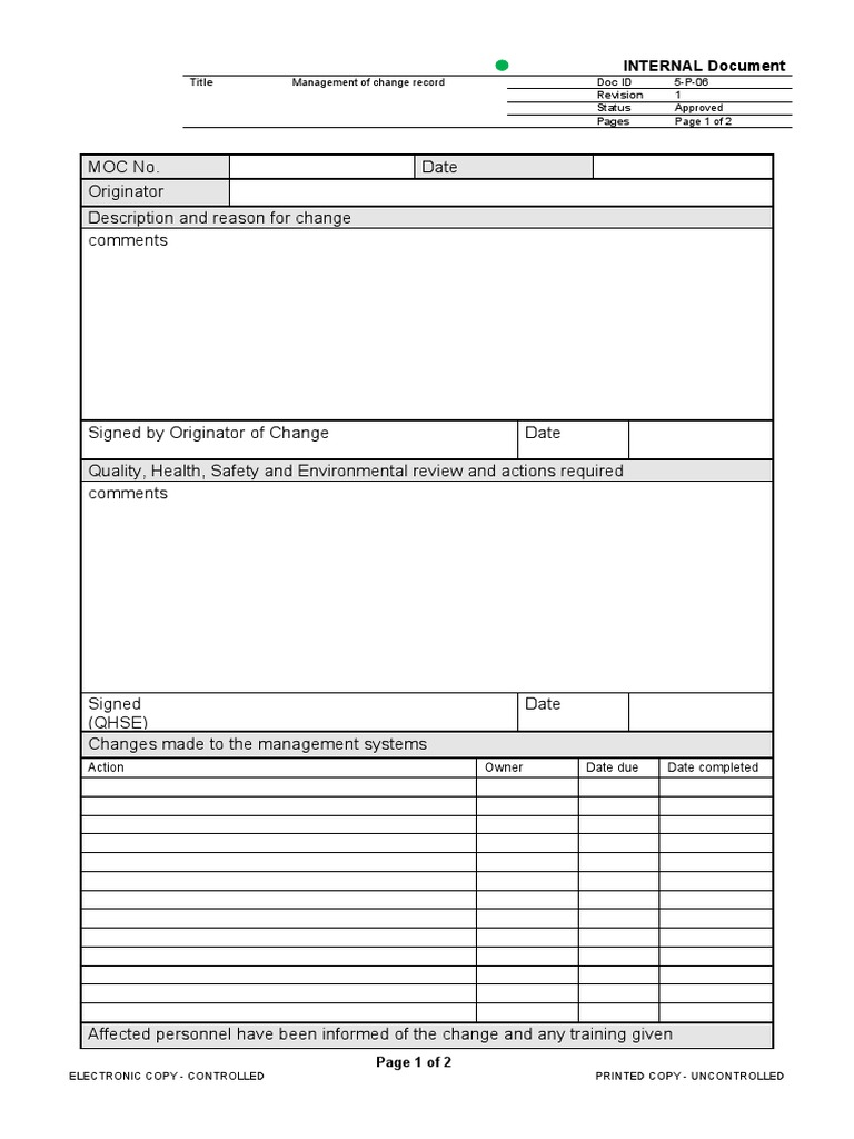 MOC Record Form | PDF