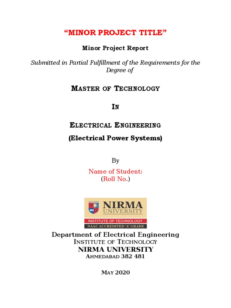 Minor Project Report - Electrical Engineering | PDF | Science & Mathematics