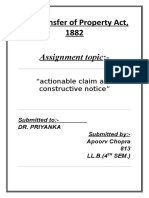 TPA 1882 - actionable claim and constructive notice - Apoorv Chopra-813-LL.B 3YR (4th SEM).docx