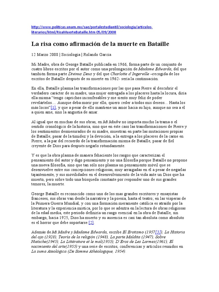 Risa y muerte en George Bataille | PDF | La risa | Muerte