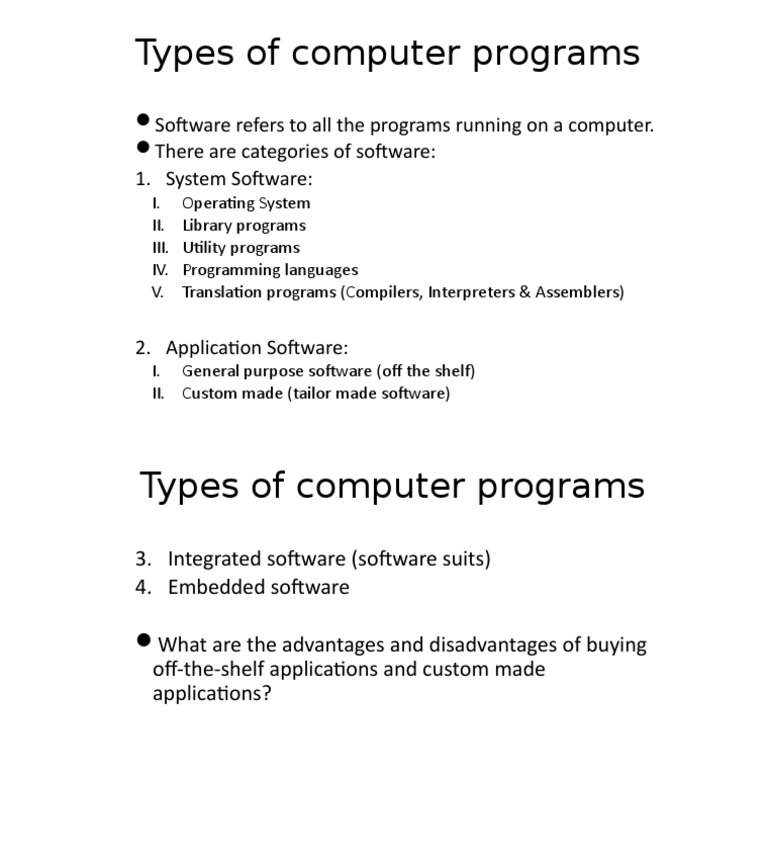 Types of Computer Programs | PDF