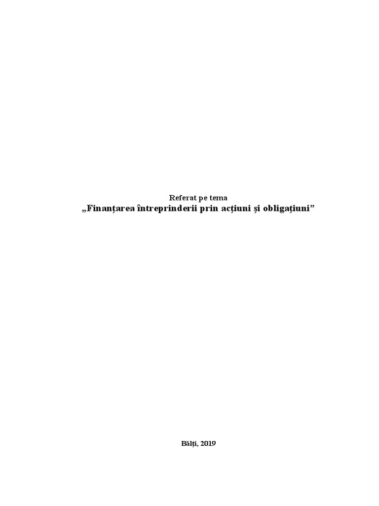 Finantarea) Ntreprinderii Prin Actiuni Si Obligatiuni PDF