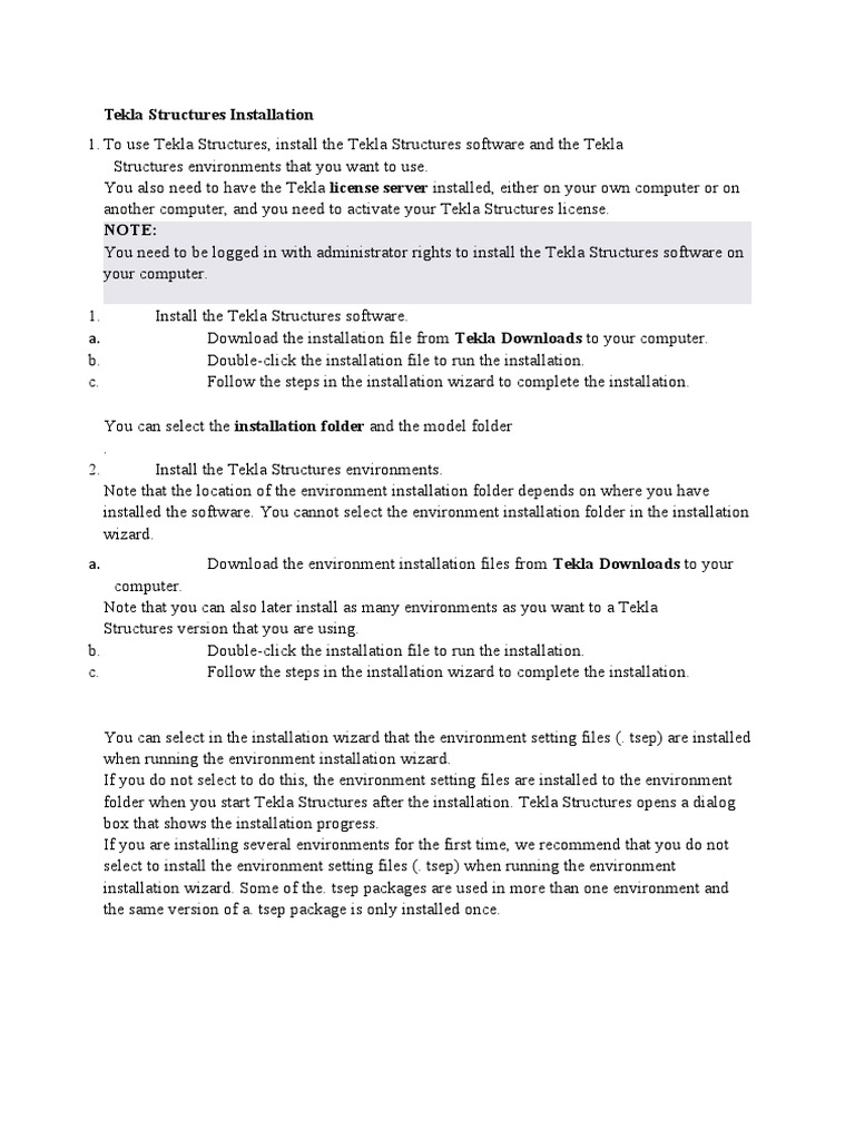 Tekla Structures Installation Guide | PDF | Computing Platforms ...