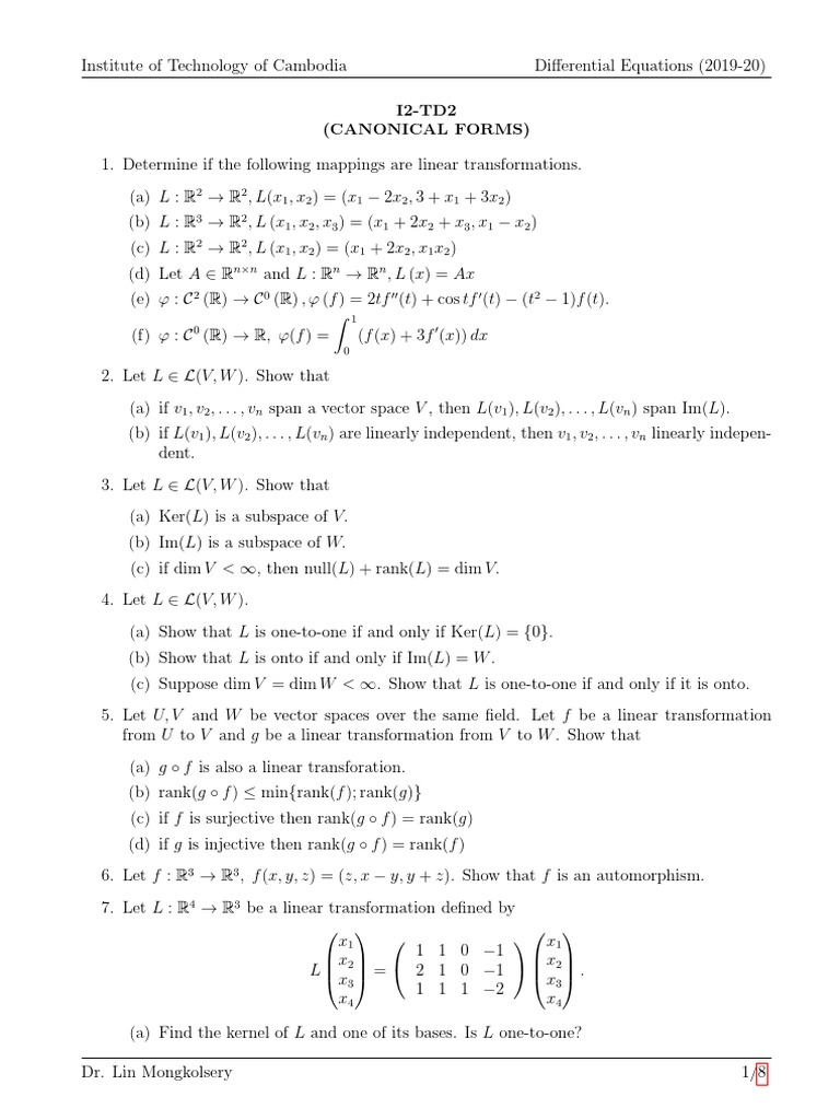 Dif Td2 19 Eigenvalues And Eigenvectors Linear Map