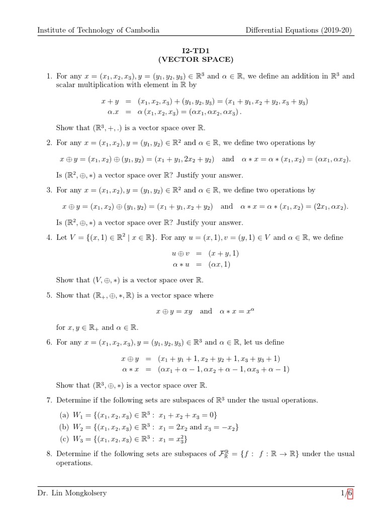 Dif Td1 19 Pdf Linear Subspace Basis Linear Algebra