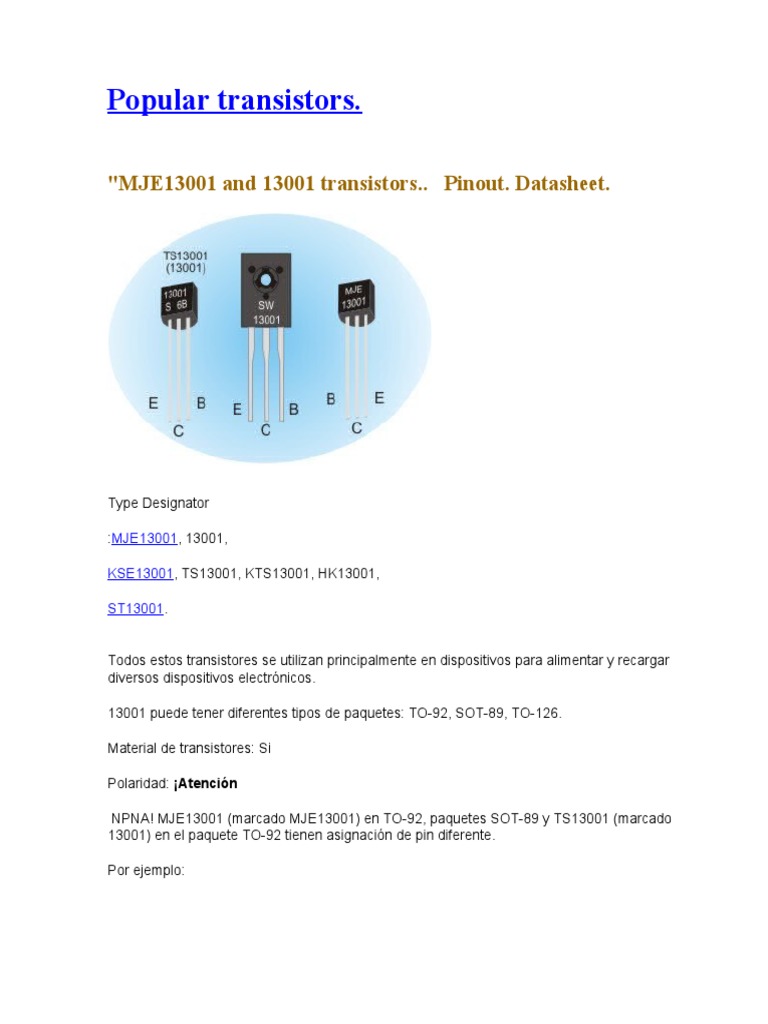 Popular Transistors BALASTRO PDF Equipo eléctrico Electrónica