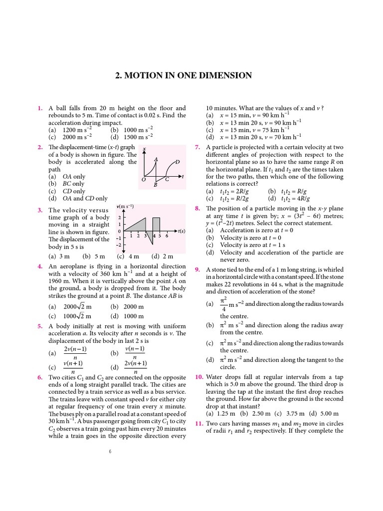 03 - Motion in One Dimension | PDF | Acceleration | Mass