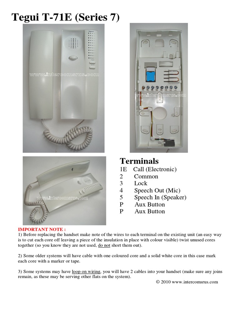 Tegui T-71E Audio Handset Data Sheet | PDF