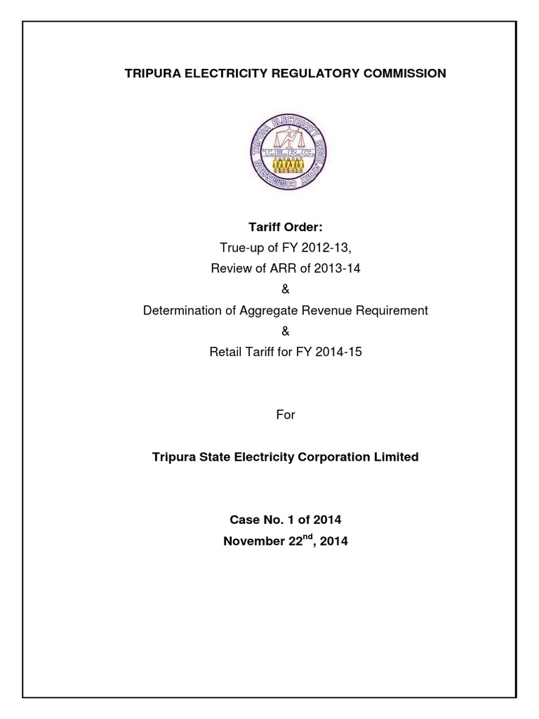 Tripura Tariff Order 201415 in PDF Form 0 PDF Expense