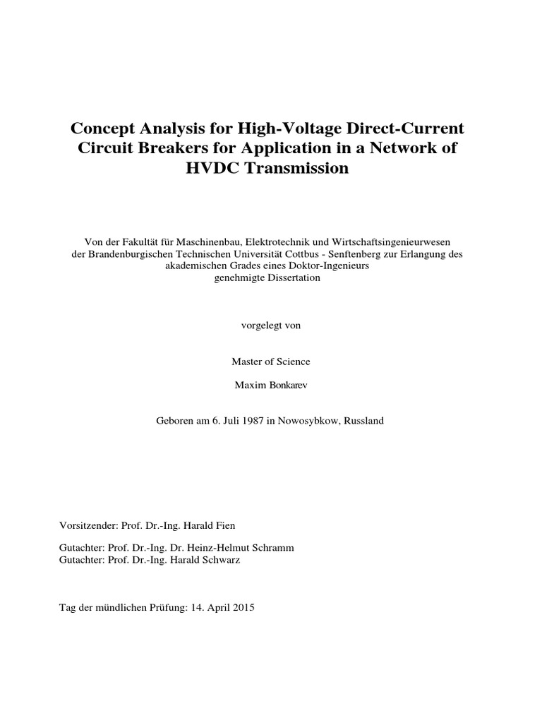 HVDC Circuit Breaker Concept Analysis | PDF | High Voltage Direct ...
