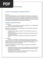 Class Notes - Industrial Relations: Meaning