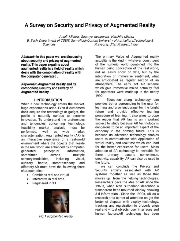 A Survey On Augmented Reality1 | PDF | Interaction | Molecular Physics