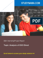 Analysis of ICICI Direct - BBA Finance Summer Training Project Report