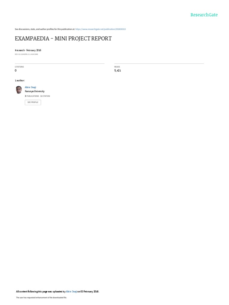 Exampaedia Mini Project Report | PDF | Microsoft Sql Server | Microsoft ...