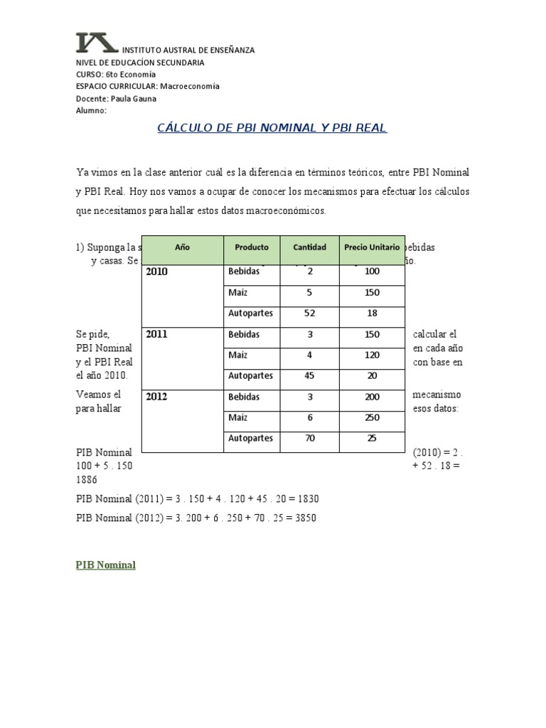 Cálculo de PBI | PDF | Producto Interno Bruto | Macroeconómica