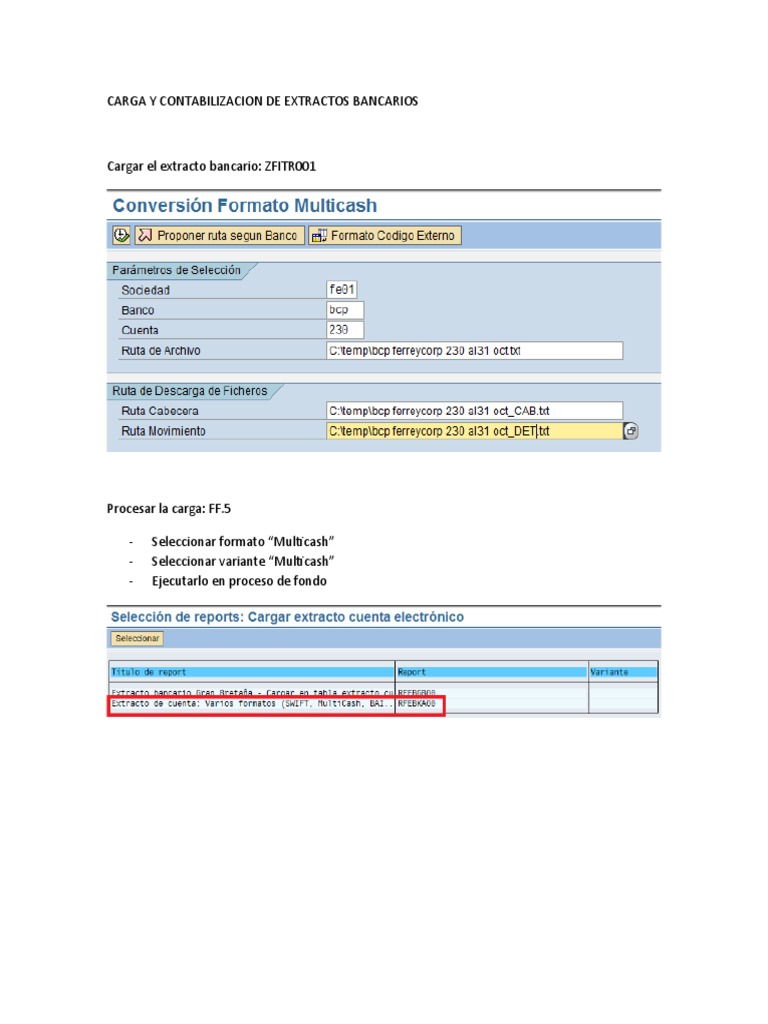 Carga y conciliación de extractos bancarios | PDF | Cheque | Bancos