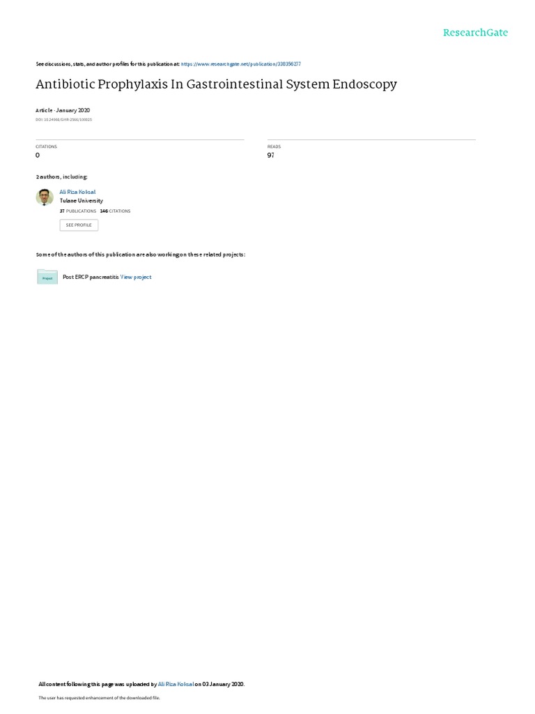 Antibiotic Prophylaxis in Gastrointestinal System Endos PDF