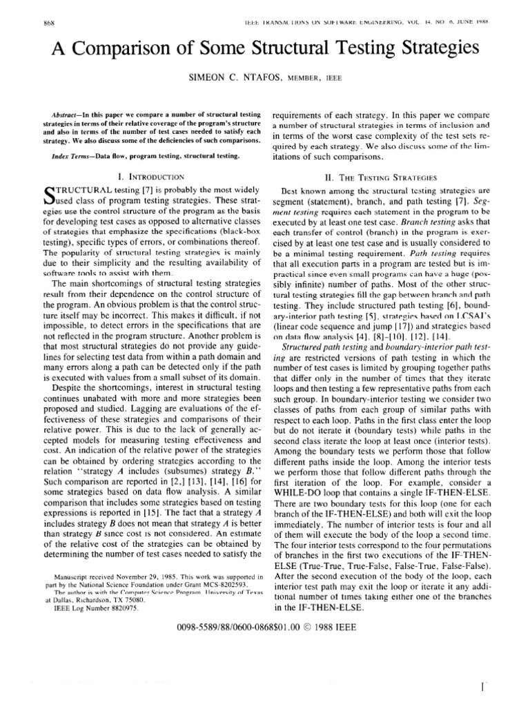 Structural Testing Strategies Comparison | PDF | Control Flow ...