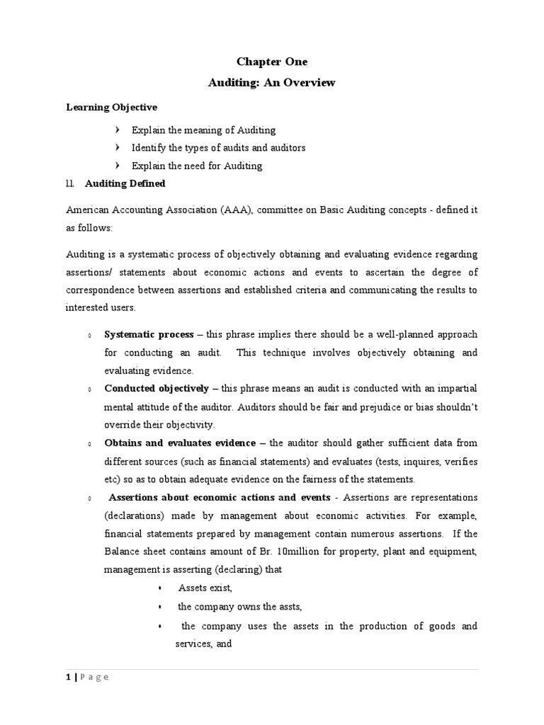 Chapter 1 Auditing I - 2012 | PDF | Audit | Financial Statement