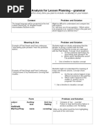 Grammar Analysis Sheet Past Simple VS Past Continuous 