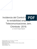 Incidencia Del Control Interno en La Rentabilidad Empresa Telecomunicaciones Jem. Chimbote - 2019.