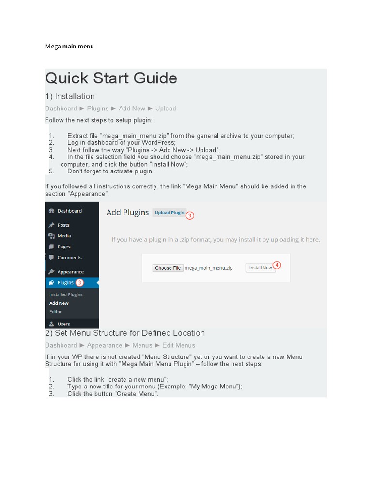 Mega Main Menu Installation Guide | PDF