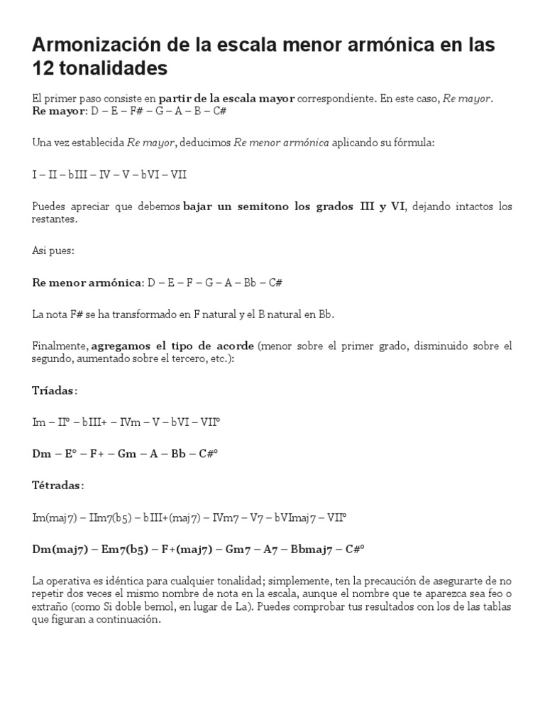 Armonización de la escala menor armónica | PDF
