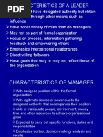 Characteristics of Manager