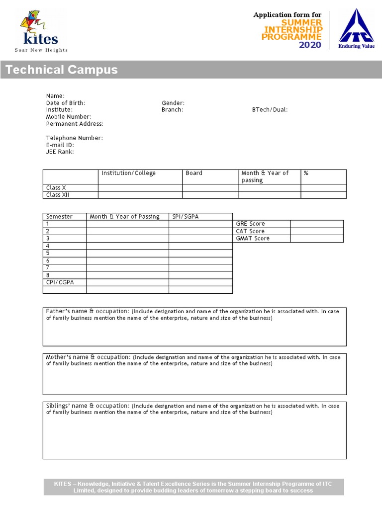 Internship Application Form 2020 | PDF | Learning | Business