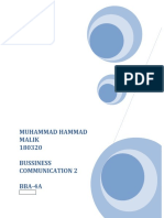 Muhammad Hammad Malik 180320 Bussiness Communication 2 BBA-4A