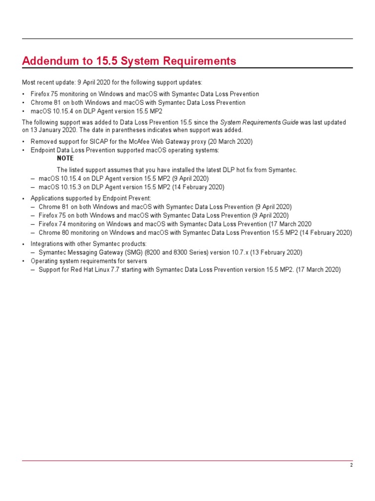 Symantec DLP 15.5 System Requirements Guide | PDF | Computer Data ...