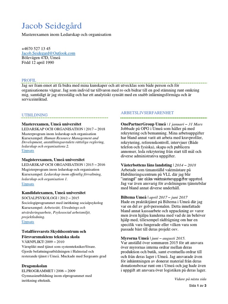 Jacob Seidegård CV | PDF