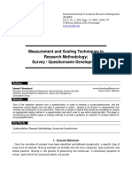 Measurement and Scaling Techniques in Research Methodology Survey and Questionnaire Development