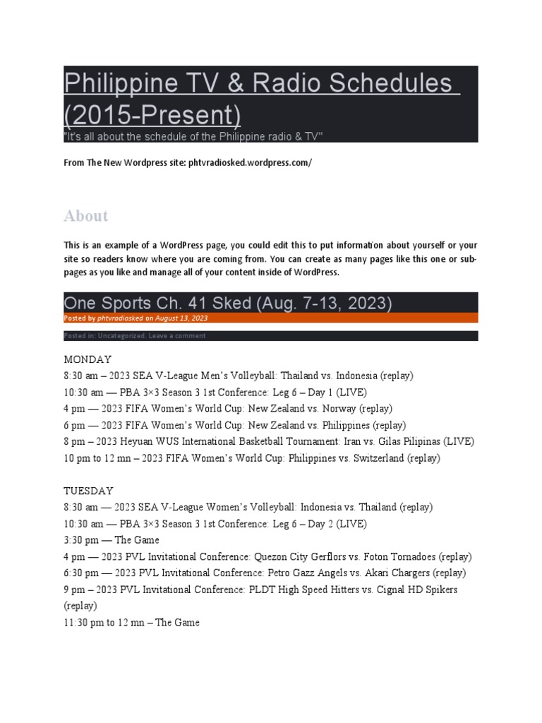 Philippine TV and Radio Schedules (2020) PDF Sports Lent